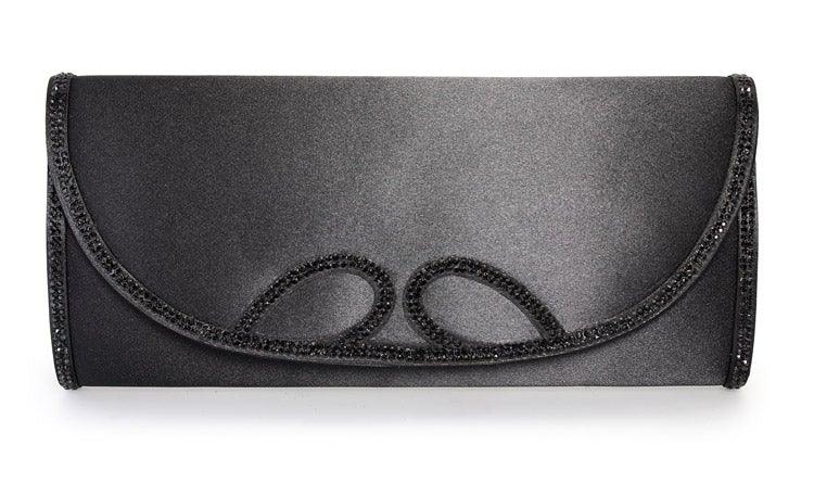 LUNAR BLACK SATIN CLUTCH BAG freeshipping - Solitaire Fashions Darwen