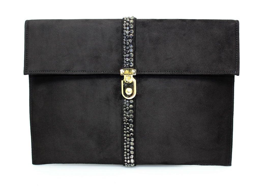 LUNAR SUEDE & DIAMANTE HANDBAG freeshipping - Solitaire Fashions Darwen