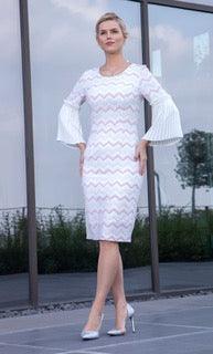 LIZABELLA DRESS WITH bell pleated sleeves freeshipping - Solitaire Fashions Darwen