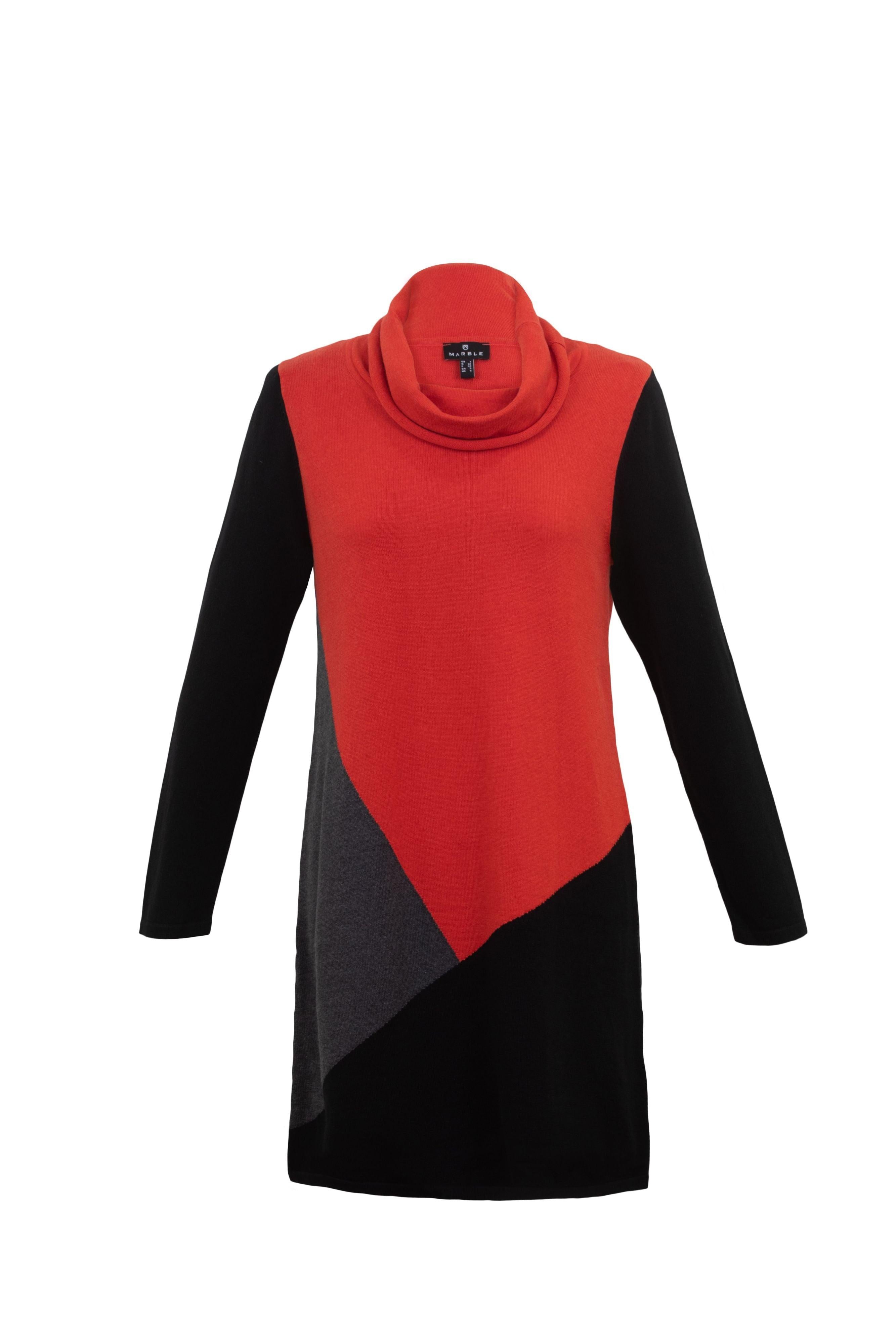 MARBLE THREE COLOUR WAY TUNIC M6355 PAPRIKA freeshipping - Solitaire Fashions Darwen