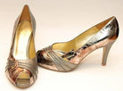 LEATHER METALLIC EFFECT PEEP TOE SHOE freeshipping - Solitaire Fashions Darwen